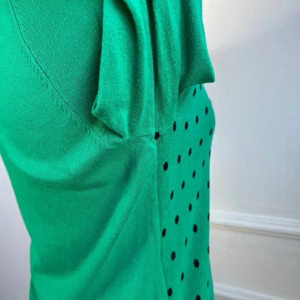 LOFT Polka Dot Cotton Sweater Long Sleeve Women's Size XS‎ Extra Small Green